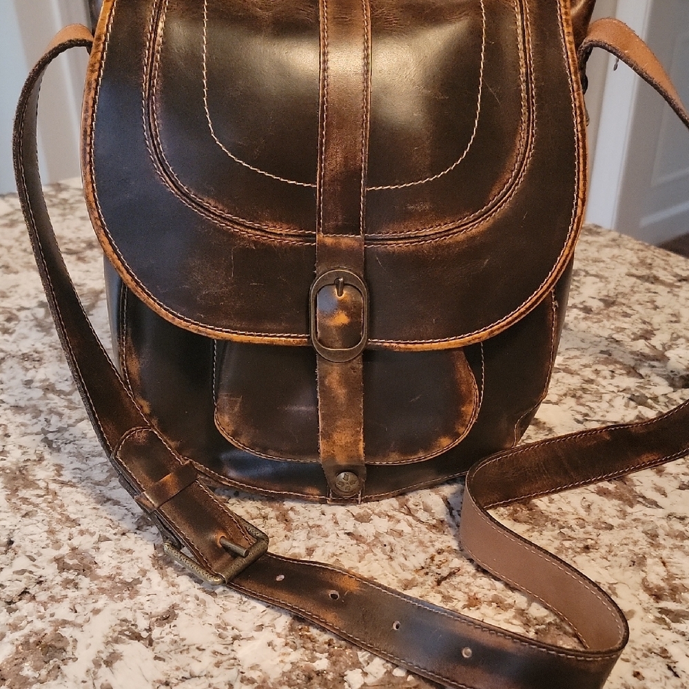 Leather Patricia Nash Barcelona Messenger/Saddle/Crossbody Bag